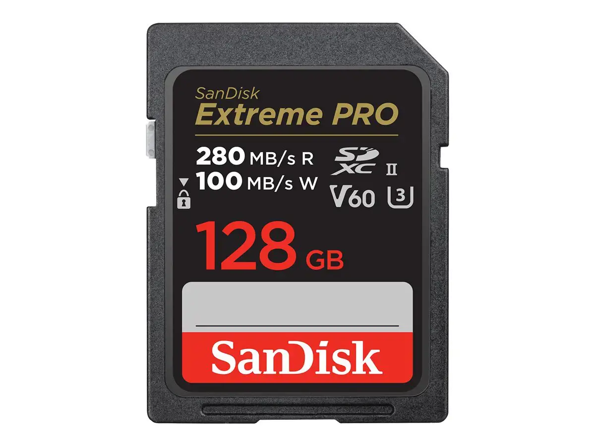 SanDisk Extreme PRO 128GB V60 UHS-II SD cards, 280/100MB/s,V60,C10,UHS-II, EAN: 619659202132
