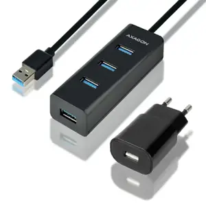 AXAGON HUE-S2BP 4x USB3.0 įkrovimo šakotuvas, 1,2 m ilgio laidas, "MicroUSB" įkrovimas, įskaitant k…