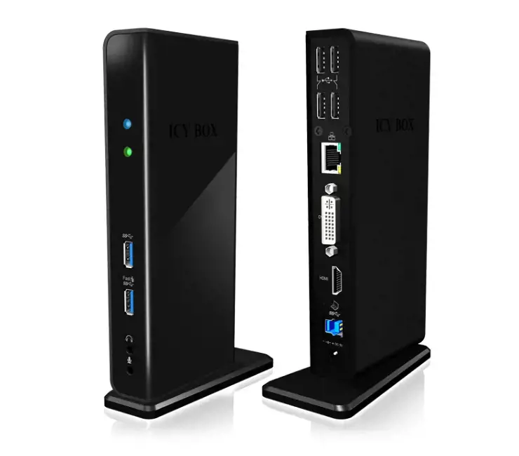 ICYBOX IB-DK2241AC "IcyBox" daugiafunkcinė nešiojamųjų ir asmeninių kompiuterių prijungimo stotelė, 2x USB 3.0, HDMI, juoda