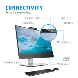 Monitorius HP E24mv G4, 60.5 cm (23.8"), 1920 x 1080 pixels, Full HD, 5 ms, Black, Silver