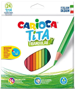 Spalvoti pieštukai CARIOCA TITA, tribriauniai, 24 spalvos