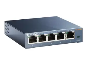 TP-LINK 5 prievadų metalinis gigabitinis komutatorius 5 10/100/1000M RJ45 prievadai palaiko GMP Snooping IEEE 802.1p QoS Plug and Play metalinis korpusas