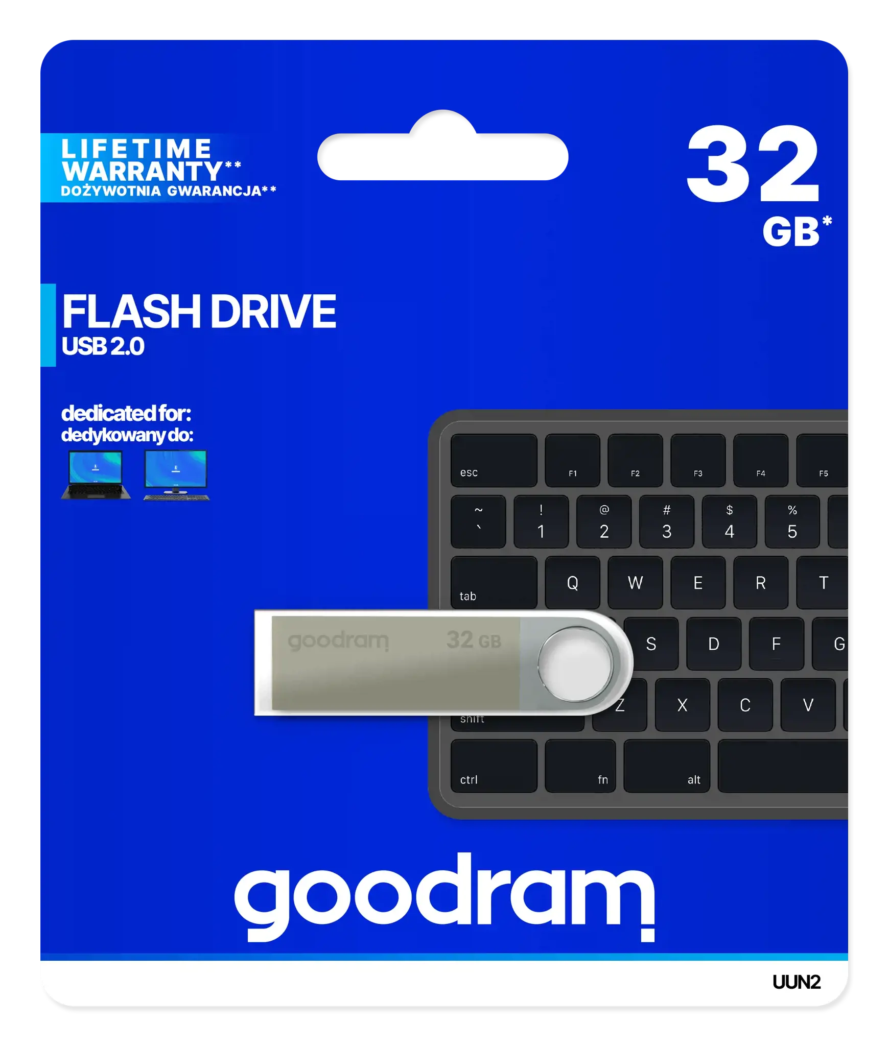 Goodram UUN2, 32 GB, USB Type-A, 2.0, 20 MB/s, Swivel, Silver