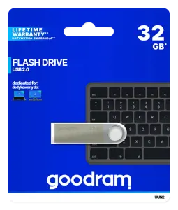 Goodram UUN2, 32 GB, USB Type-A, 2.0, 20 MB/s, Swivel, Silver