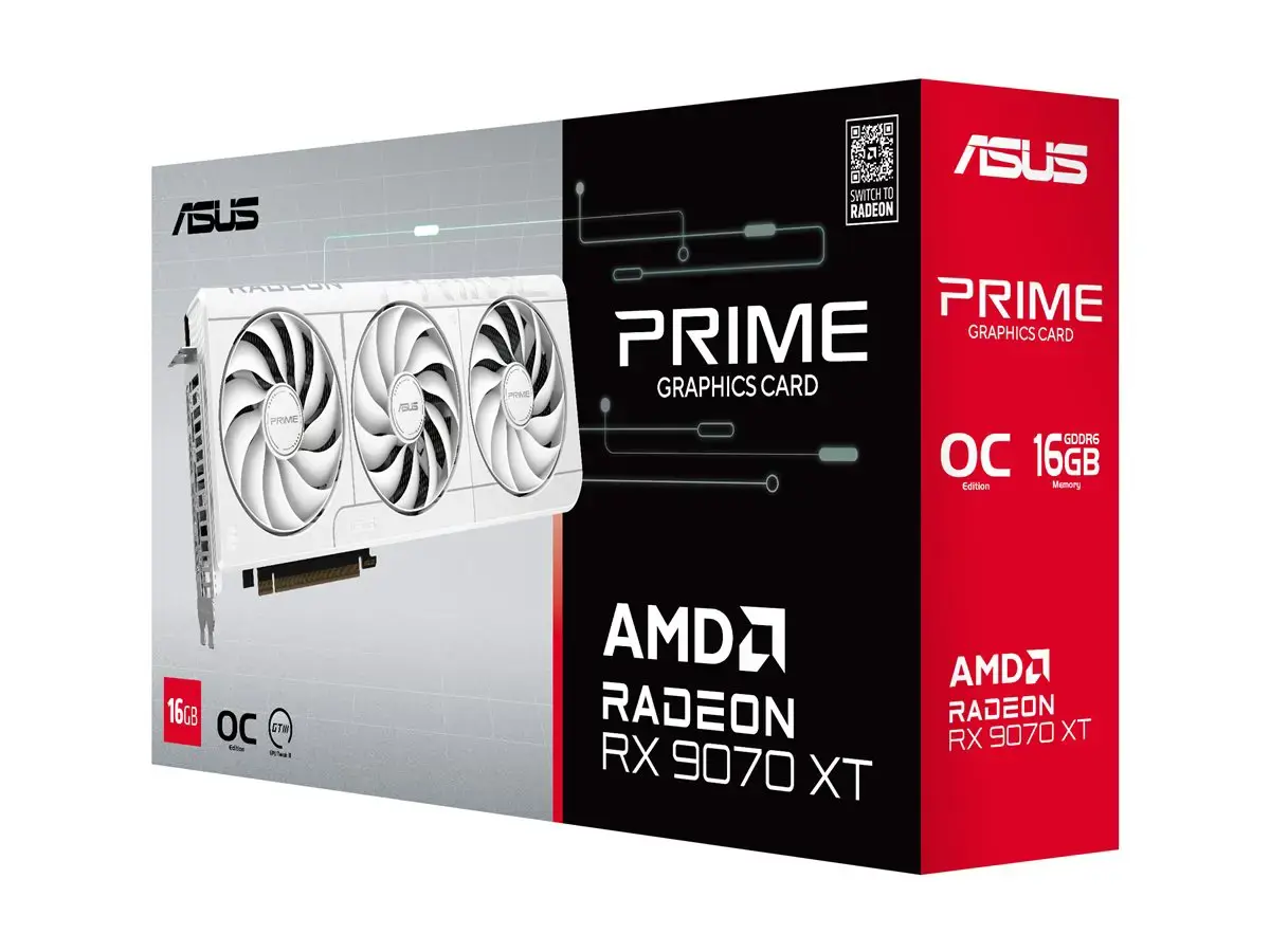 Vaizdo plokštė ASUS Radeon RX 9070 XT 16 GB, GDDR6, PRIME-RX9070XT-O16G-WH
