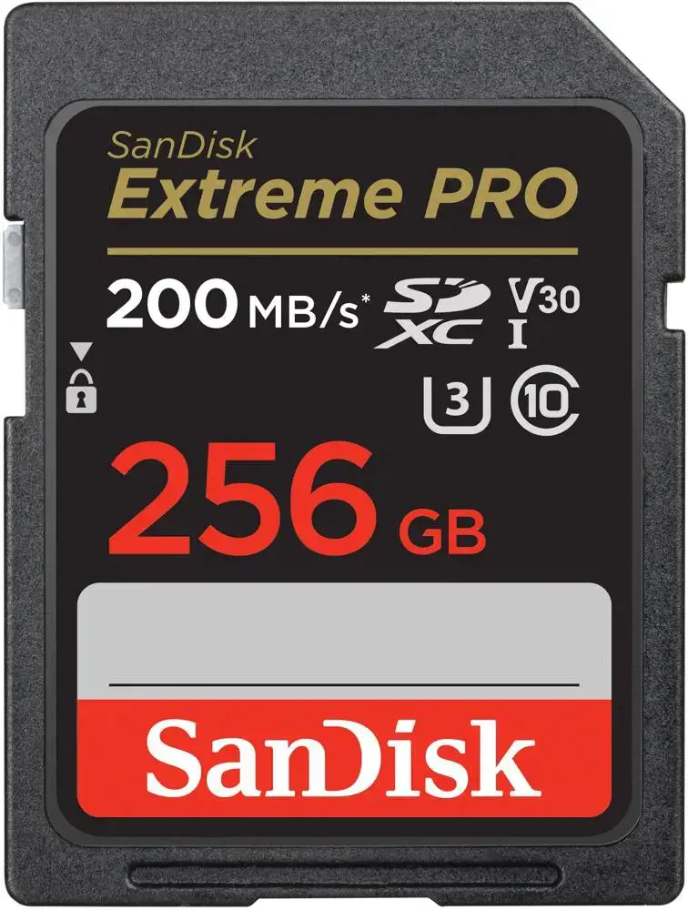 "SanDisk Extreme PRO" 256GB SDXC atminties kortelė + 2 metų "RescuePRO Deluxe" iki 200MB/s ir 140MB/s skaitymo/rašymo greitis, UHS-I, 10 klasė, U3, V30; EAN:619659188658