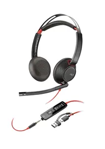 HP Poly Blackwire 5220 Stereo USB-C Headset +3.5mm Plug +USB-C/A Adapter