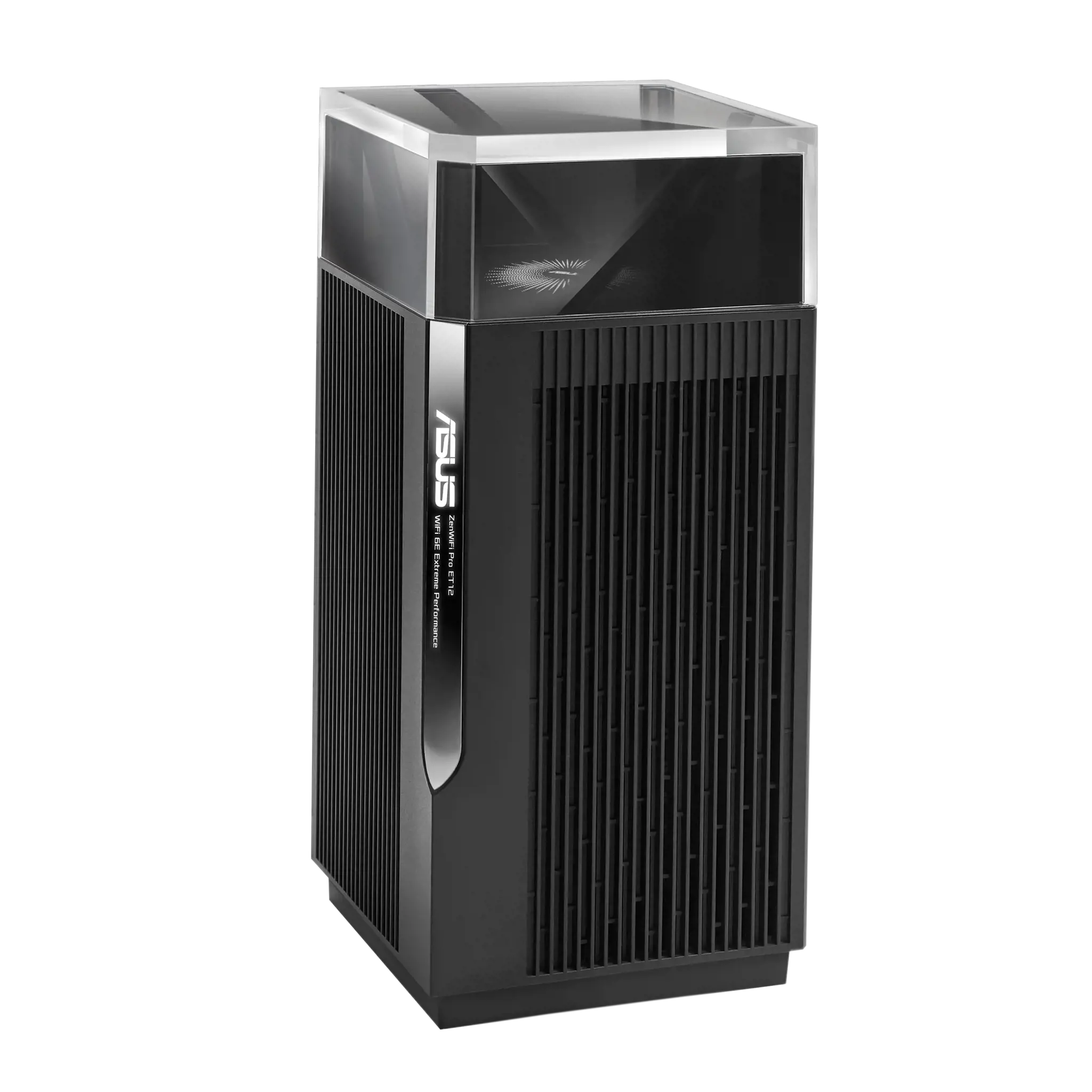 ASUS ZenWiFi Pro ET12, juodas, vidinis, maitinimo, būsenos, trijų dažnių (2,4 GHz / 5 GHz / 6 GHz), "Wi-Fi 6E" (802.11ax), 802.11a, 802.11b, 802.11g, "Wi-Fi 4" (802.11n), "Wi-Fi 5" (802.11ac), "Wi-Fi 6" (802.11ax), "Wi-Fi 6E...