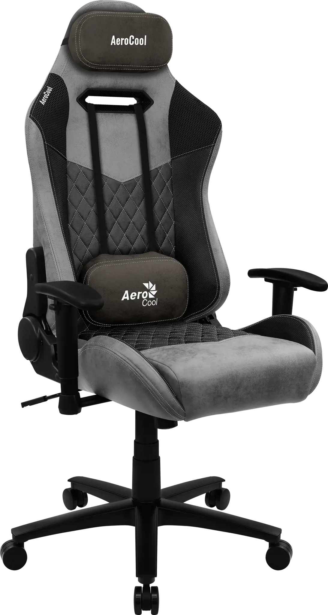 Aerocool DUKE AeroSuede, universali žaidimų kėdė, 150 kg, 125 kg, nailonas, plienas, juoda, pilka