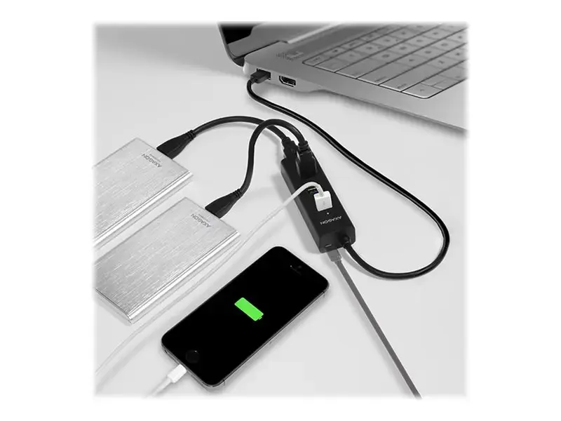 AXAGON HUE-S2B 4x USB3.0 įkrovimo koncentratorius, MicroUSB įkrovimo jungtis