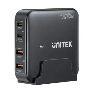 GaN network charger - Unitek P1229ABK01-EU | 100W 2x USB-C 2x USB-A