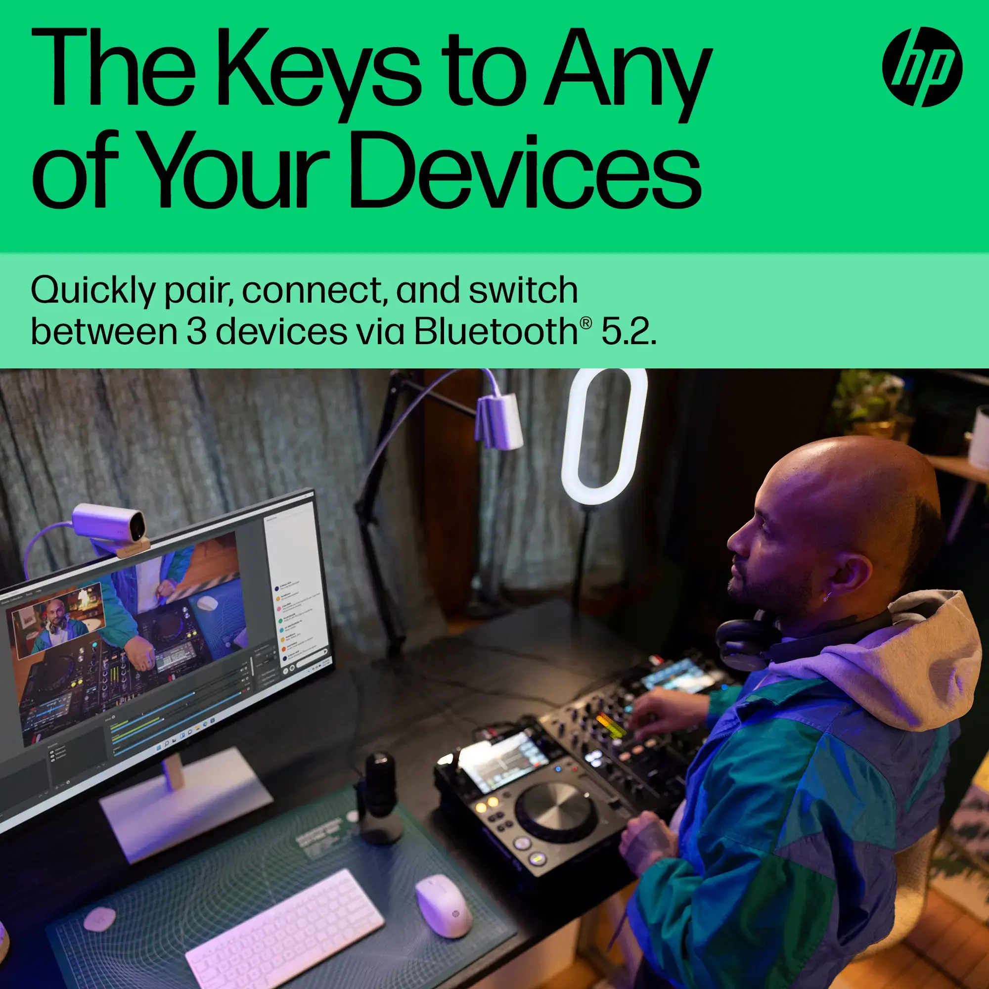 "HP 350 Compact Multi-Device Bluetooth" klaviatūra, mini, "Bluetooth", mechaninė, QWERTY, balta