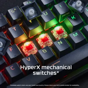 "HyperX Alloy Origins 65" - mechaninė žaidimų klaviatūra - HX Red (JAV išdėstymas), 65%, USB, mechaninė, RGB LED, juoda