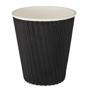 Vienkartinis puodelis RIPPLE Black, popierius/PE, 280 ml, D 80 x H 90 mm, 25 vnt