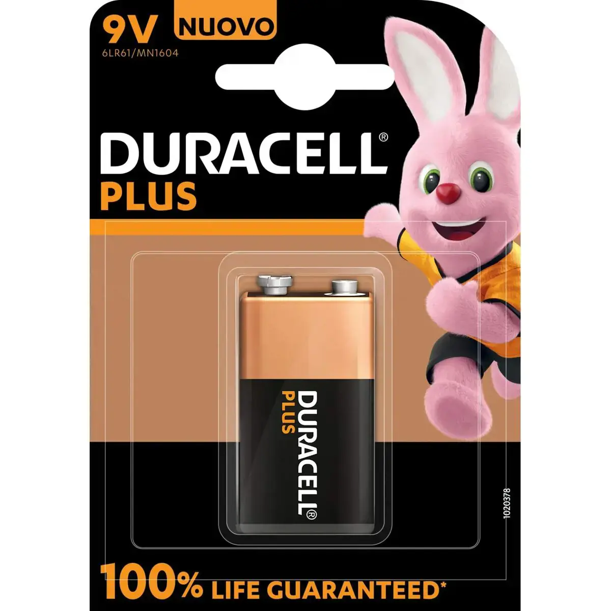 Duracell Plus 100, Vienkartinė baterija, 9 V, šarminė, 9 V, 1 vnt., smėlio spalvos, juoda