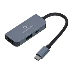 GEMBIRD A-CM-COMBO3-02 Kelių prievadų adapteris C tipo USB 3in1 USB prievadas + HDMI + PD sidabrinis