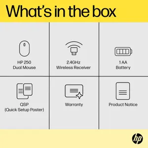 HP 250 dviguba pelė, dvipusė, "Bluetooth" + A tipo USB, 1600 DPI, juoda
