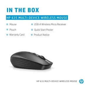 HP 635 daugiafunkcinė belaidė pelė, dvipusė, RF belaidė + "Bluetooth", 1200 DPI, juoda