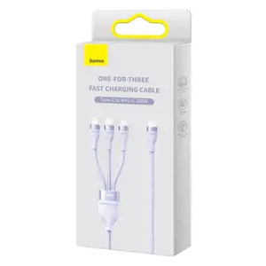Baseus Flash Series II USB Type C | USB Type A cable - USB Type C | Lightning | micro USB 100 W 1.5 m purple (CASS030205)