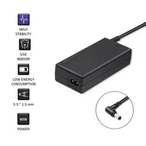 QOLTEC 50070 Nešiojamojo kompiuterio kintamosios srovės maitinimo adapteris Qoltec 90W 19V 4.74 A 5.5x2.5 + maitinimo kabelis