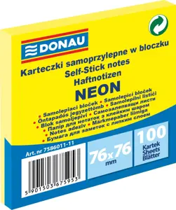 Lipnūs lapeliai 76x76, neon geltoni