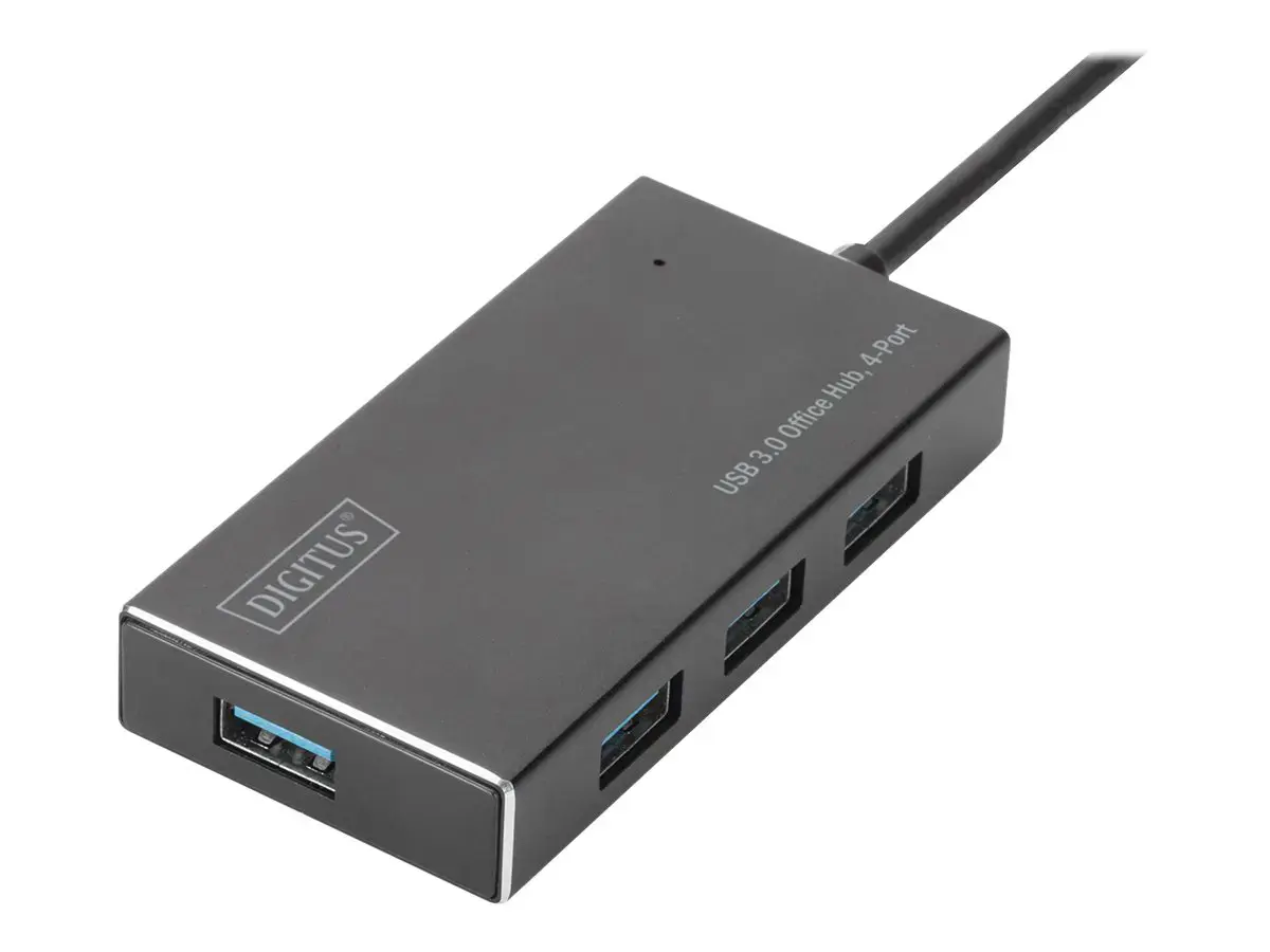 DIGITUS USB 3.0 šakotuvas 4 prievadai su 5V/2A maitinimo šaltiniu Aliuminio korpusas