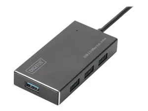 DIGITUS USB 3.0 šakotuvas 4 prievadai su 5V/2A maitinimo šaltiniu Aliuminio korpusas