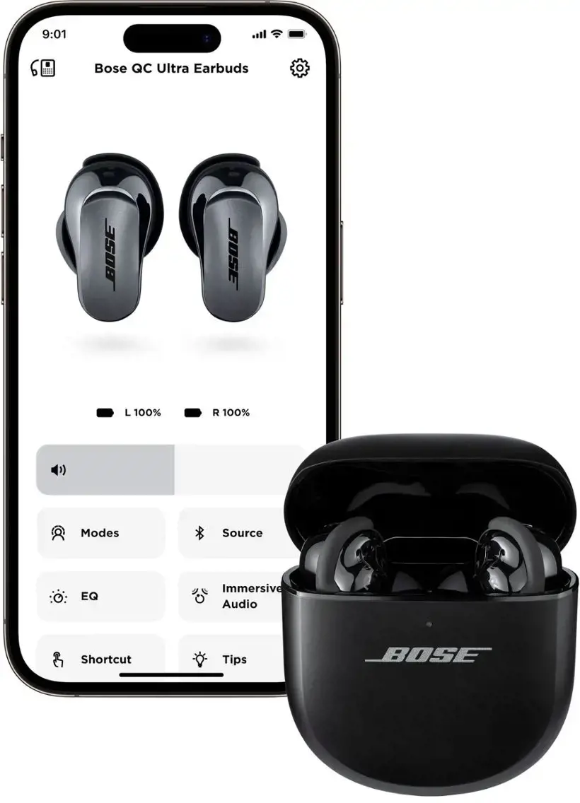 "Bose" belaidės ausinės "QuietComfort Ultra Earbuds", juodos spalvos