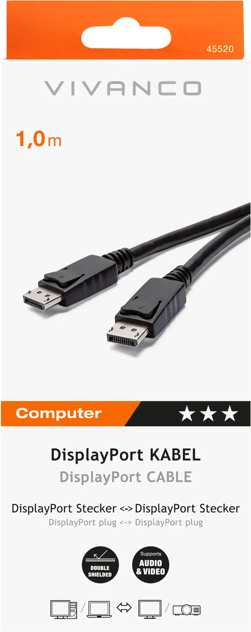 "Vivanco" kabelis "DisplayPort" - "DisplayPort" 1 m (45520), juodas