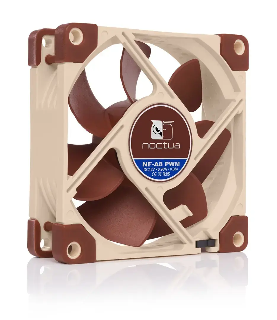Noctua NF-A8 PWM kompiuterio aušinimo sistema Kompiuterio korpuso ventiliatorius 8 cm, smėlio spalvos, rudas
