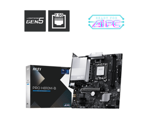 MSI PRO H810M-B | Processor family Intel H810 | Processor socket LGA1851 | DDR5 | Supported hard disk drive interfaces SATA, M.2 | Number of SATA connectors 4