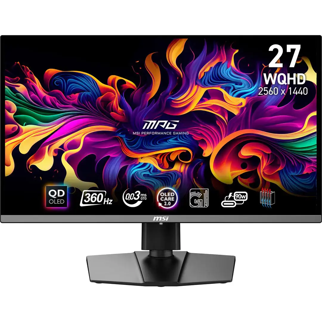 Monitor MSI MPG 271QRX QD-OLED 26.5" Gaming Panel QD-OLED 2560x1440 16:9 360Hz Matte 0.03 ms Swivel Pivot Height adjustable Tilt Colour Black MPG271QRXQD-OLED