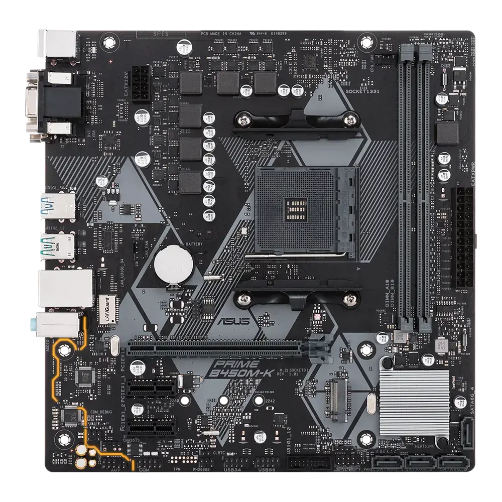 ASUS Prime B450M-K II, AMD, Socket AM4, AMD Ryzen™ 3, 2-osios kartos AMD Ryzen™ 3, AMD Ryzen™ 5, 2-osios kartos AMD Ryzen™ 5, AMD..., DDR4-SDRAM, 64 GB, DIMM