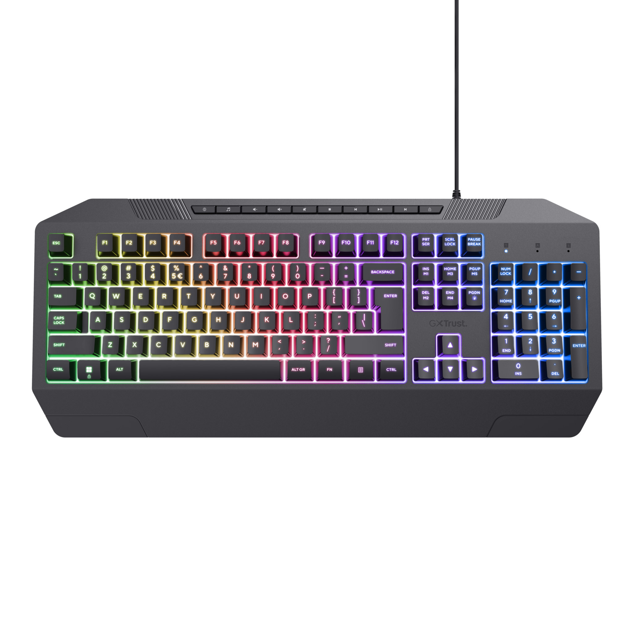 Trust GXT 836 Evocx, Wired, USB, Membrane, QWERTY, RGB LED, Black
