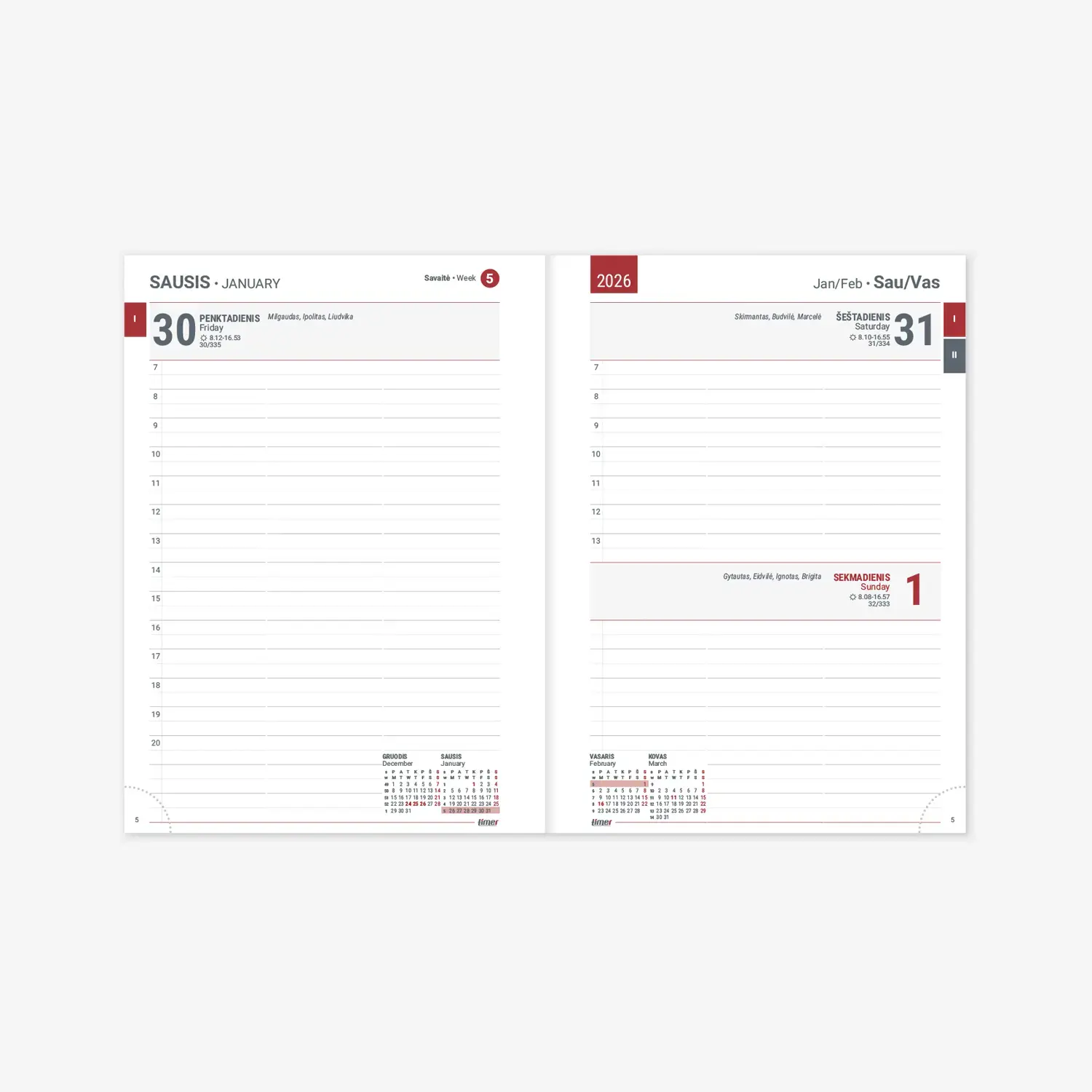 Kalendorius KANCLERIS Day 2026, PU, raudona