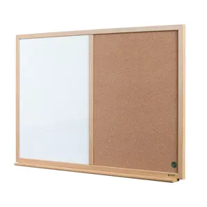 Baltoji magnetinė ir kamštinė lenta BI-OFFICE EARTH Combo 90x60, ąžuolo rėmas