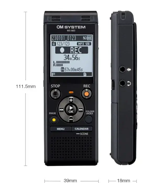 Olympus WS-883 Digital Voice Recorder, Black