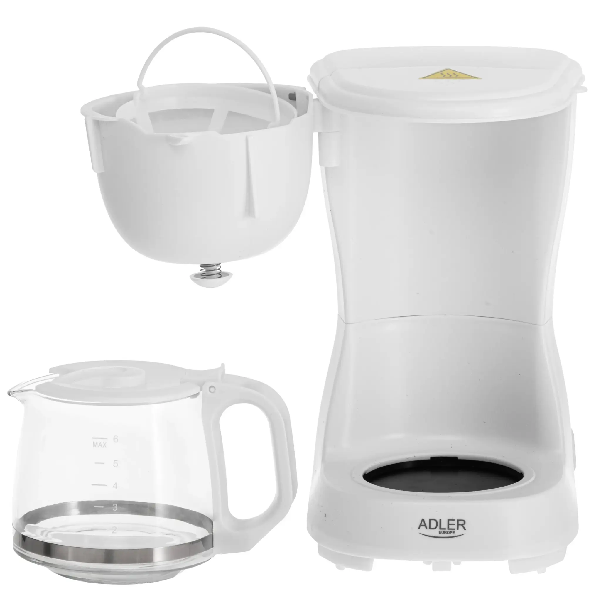 Kavos aparatas Adler AD 4381w, 0,6 litrai, Balta, Drip