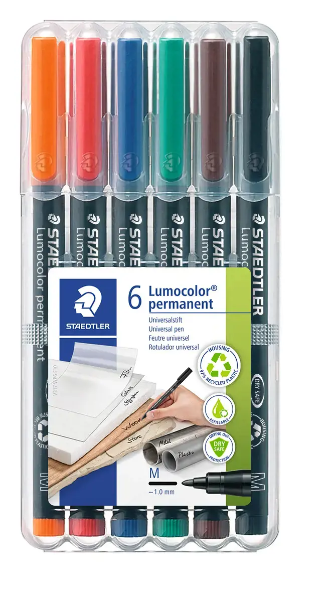 Žymeklis STAEDTLER codec film OHP 317M, 1.0mm, 6 spalvų rinkinys