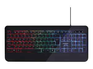 GEMBIRD KB-UML-03 Slim Rainbow backlight multimedijos klaviatūra, juoda, JAV išdėstymo