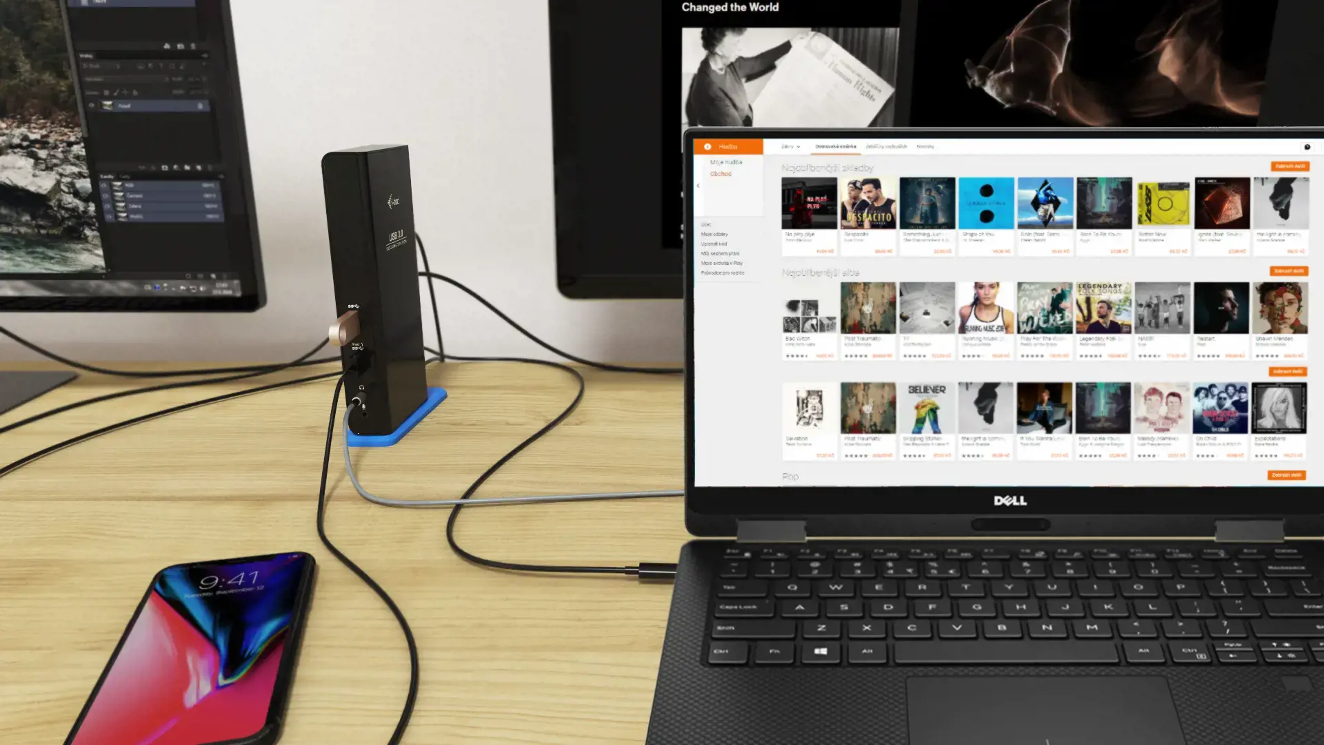 I-TEC USB 3.0/USB-C dvigubo HDMI prijungimo stotelė 2x HDMI 1x GLAN 2x USB 3.0 4x USB 2.0 1x Audio 1x Mikrofonas
