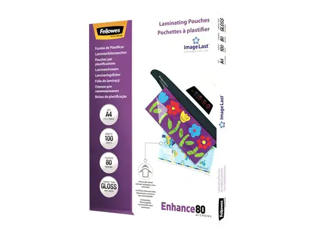 "Fellowes ImageLast" A4, 80 mikronų laminavimo dėklas - 100 pakuočių, skaidrus, plastikinis, A4, 216 mm, 1 mm, 303 mm