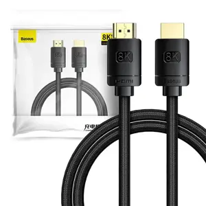 Kabelis HDMI-HDMI kištukai 1.0m (HDMI 2.1) juodas 8K 60Hz 48Gbps/4K 120Hz,BASEUS