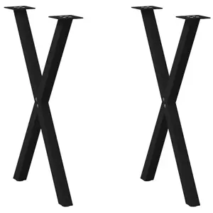 Valgomojo stalo kojos, X formos, 2 vnt., juodos, 57x(72-73) cm, plienas