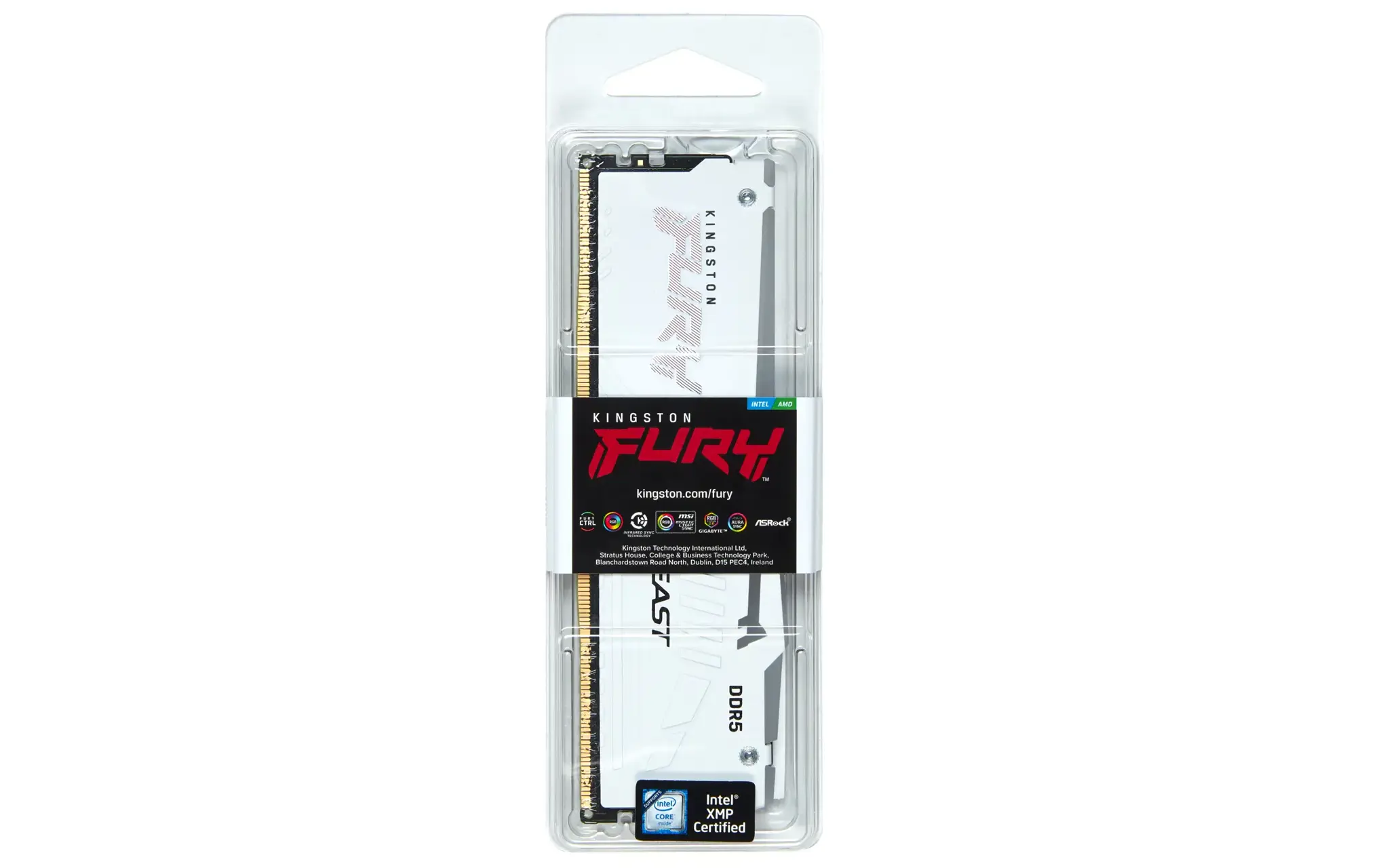 Kingston Technology FURY Beast 16GB 6000MT/s DDR5 CL30 DIMM White RGB EXPO, 16 GB, 1 x 16 GB, DDR5, 288-pin DIMM, White