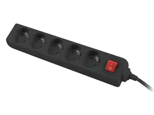 LANBERG PS1-05E-0150-BK Lanberg 1,5 m juoda LANTERGE CURVE 5X 230V PL su grandinės pertraukikliu, p…
