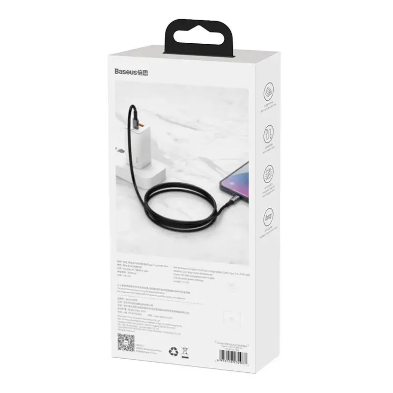 "Baseus" C tipo USB - C tipo USB kabelis "Power Delivery Quick Charge" 100W 5A 1 m juodas (juodas)