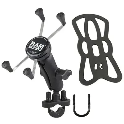 "RAM Mounts X-Grip" didelis telefono laikiklis su rankenos U formos varžtu, mobilusis telefonas / išmanusis telefonas, pasyvusis laikiklis, juodas