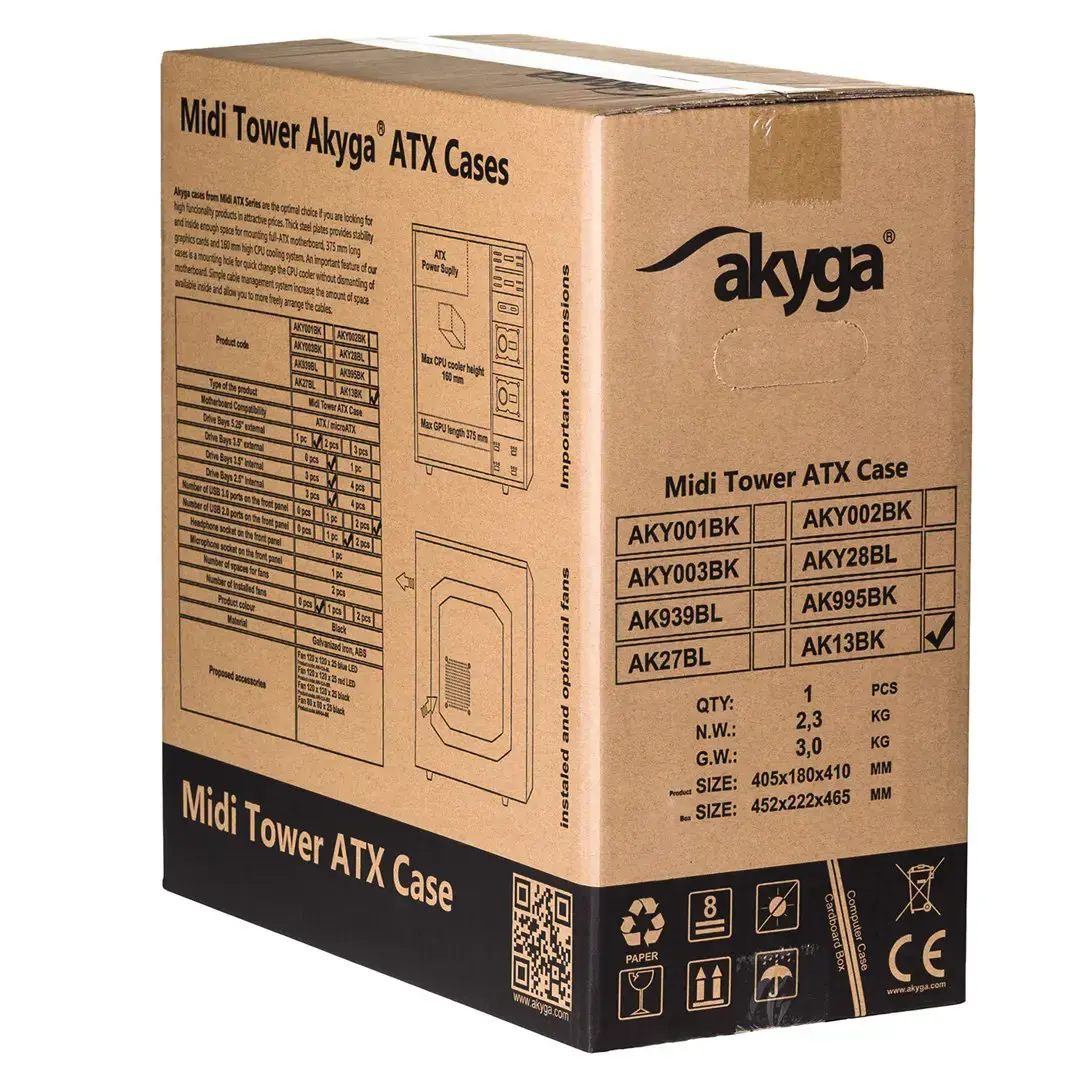 AKYGA AK13BK Micro ATX korpusas 2x USB 3.0 be maitinimo šaltinio