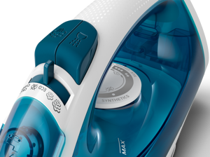 "Philips EasySpeed" garų lygintuvas Garų stiprinimas iki 100 g, garų lygintuvas, keraminis padas, 1,9 m, 100 g/min, mėlynas, baltas, 25 g/min